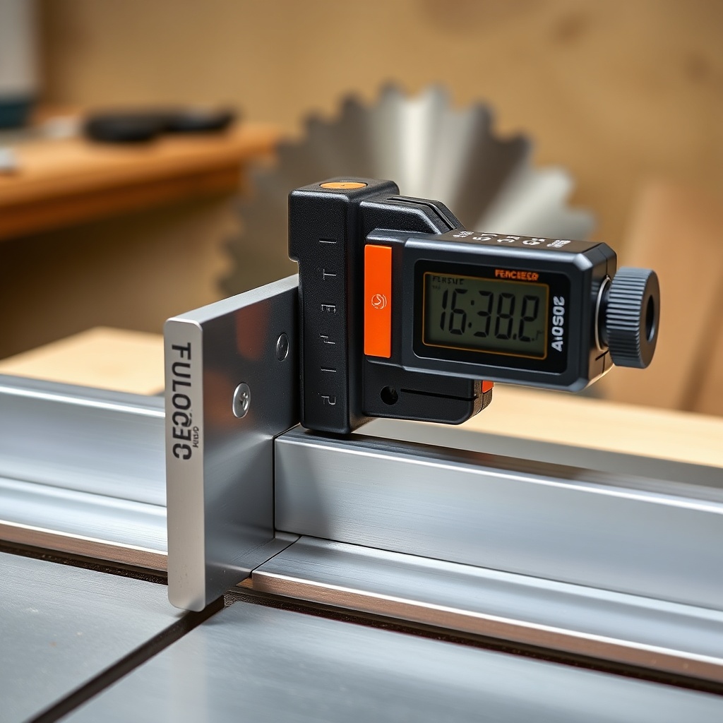 <clean photorealistic photo of a FencePro 3000 fence locked at a 45-degree bevel setting