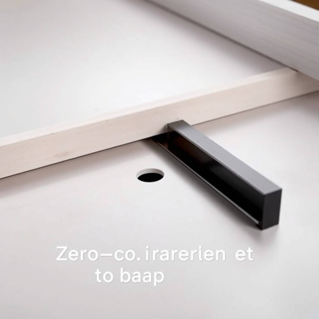 <clean photorealistic photo/illustration of a FencePro 3000 table saw with a zero-clearanc