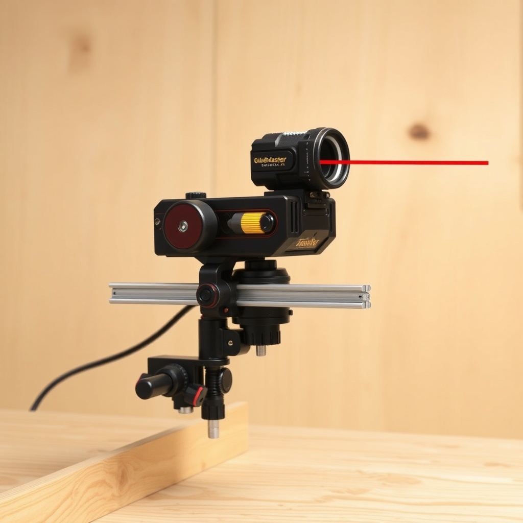 <a photorealistic photo of the GuideMaster X1 mounted on a workbench