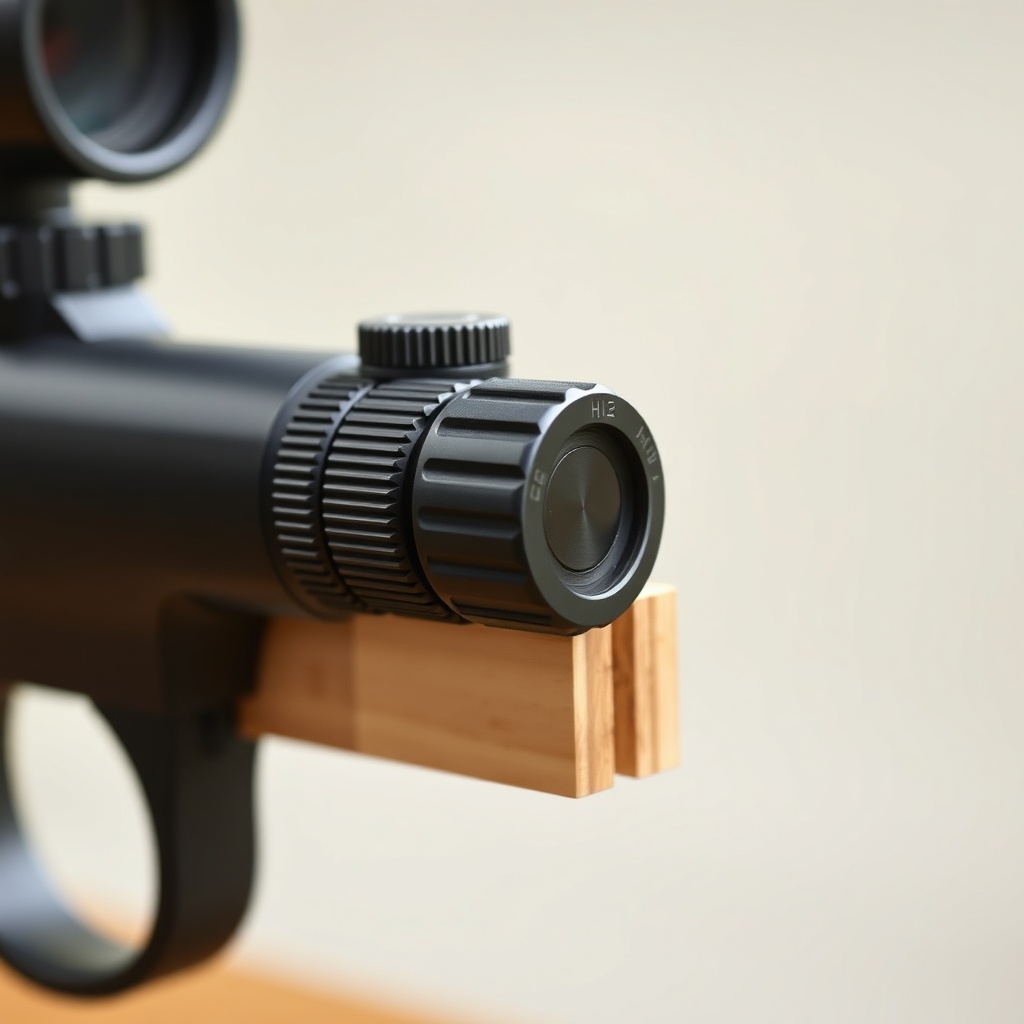 <a photorealistic photo showing a close-up of the GuideMaster X1 rail alignment micro-adju