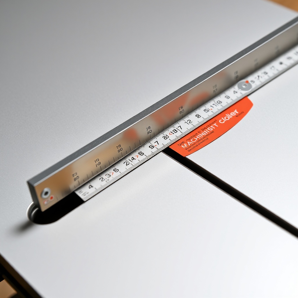 <clean photorealistic photo of a SawPilotPro table with a straightedge resting in the mite