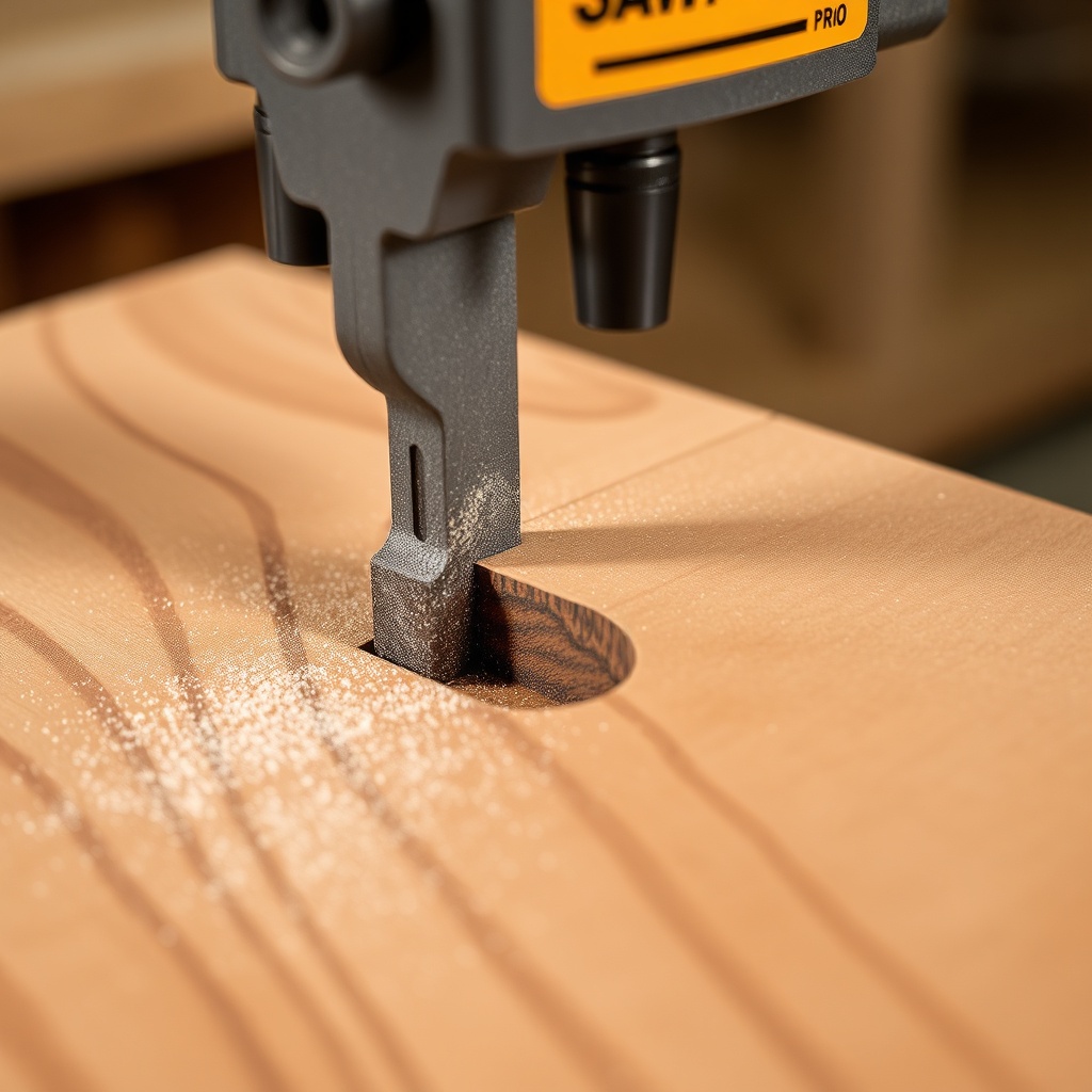 A SawPilotPro cutting a dado groove in walnut